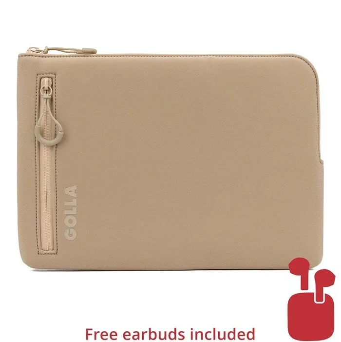 Funda para portátil de 15 pulgadas, coffee, oferta especial: incl. auriculares bluetooth (color aleatorio) – ¡sólo hasta fin de existencias!. adecuado para dispositivos hasta 38 cm