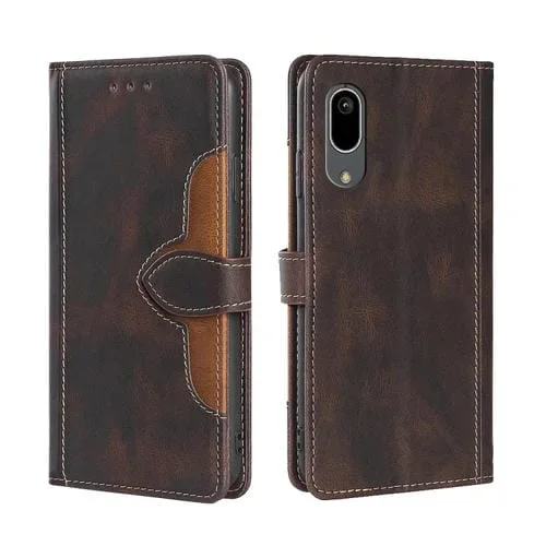 Funda para Sharp Aquos Sense 3 Basic y Sense 3 Lite con Sombrero de Paja y Hebilla Magnética (Marrón)