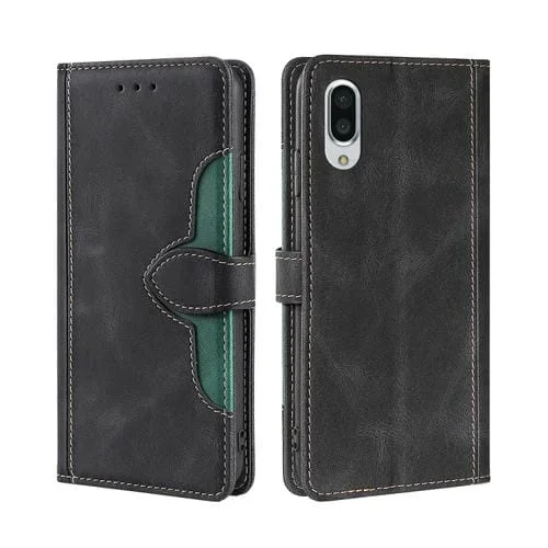 Funda para Sharp Aquos Sense 3 Plus de Cuero con Hebilla Magnética y Diseño Sombrero de Paja (Negro)