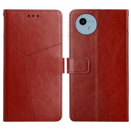 Funda para Sharp Aquos Wish 4 HT01 de Cuero con Tapa y Patrón (Marrón)