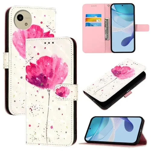 Funda para Sharp Aquos Wish4 de Cuero con Tapa Horizontal y Pintura 3D (Flor)