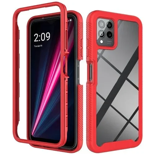 Funda para T-Mobile Revvl 6 Pro 5G TPU Clear PC a Prueba de Golpes (Rojo)