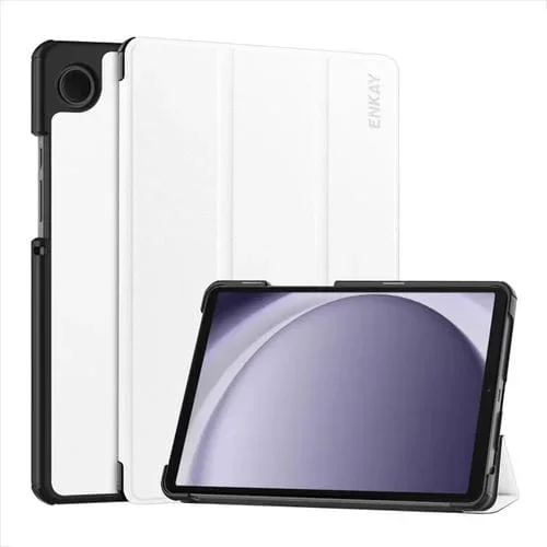 Funda para Tablet Enkay Galaxy Tab A9 8.7 Cuero Textura Custer Triple (Blanco)