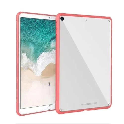Funda para Tablet iPad 10.2 Pulgadas 2021 / 2019 PC + TPU Transparente a Prueba de Golpes (Rojo)
