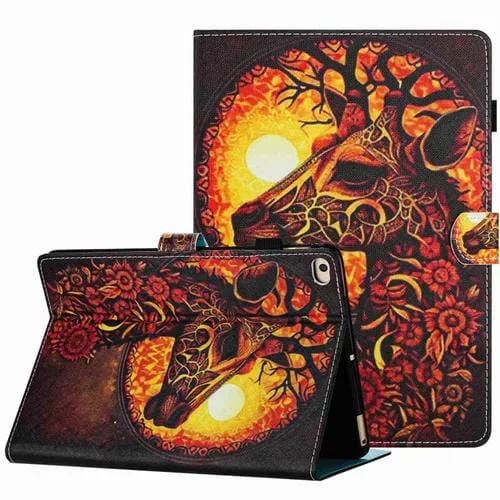 Funda para Tableta Apple iPad 9.7 2018/2017 Cuero Inteligente Costura Patrón Ciervo de Flores