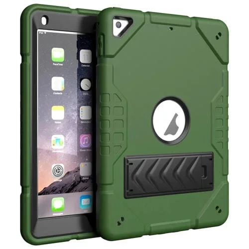 Funda para Tableta Apple iPad 9.7 2018 Air Air 2 Armor Holder Híbrida Silicona (Verde Militar y Negro)