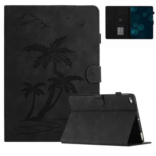 Funda para Tableta Apple iPad Air Air 2 9.7 (2017 2018) Cuero Inteligente Relieve Árbol de Coco (Negro)