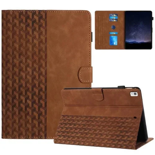 Funda para Tableta iPad 10.2 (2021) Air 10.5 Cuero En Relieve Bloques de Construcción (Marrón)