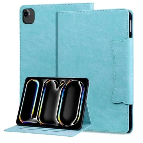 Funda para Tableta iPad Air 11 2024 Air 5 Air 4 Cuero con Hebilla de Gato (Azul Cielo)