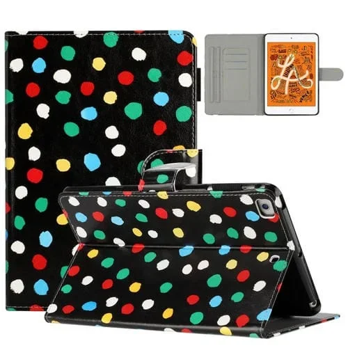 Funda para Tableta iPad Mini 5/4/3/2/1 Cuero Patrón de Puntos (Negro Colorido)