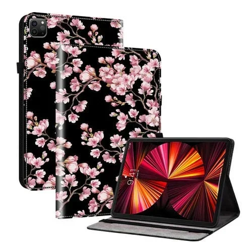 Funda para Tableta iPad Pro 11 2022 y Air 10.9 2022 Cuero Pintado Textura de Cristal (Plum Bossom)