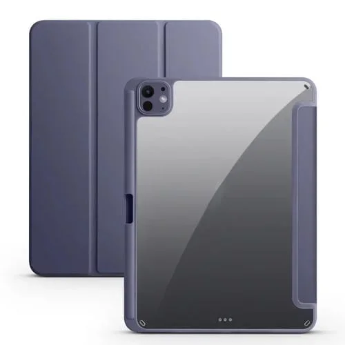 Funda para Tableta iPad Pro 13 2024 Acrílica Cuero Inteligente 3 Pliegues (Púrpura)