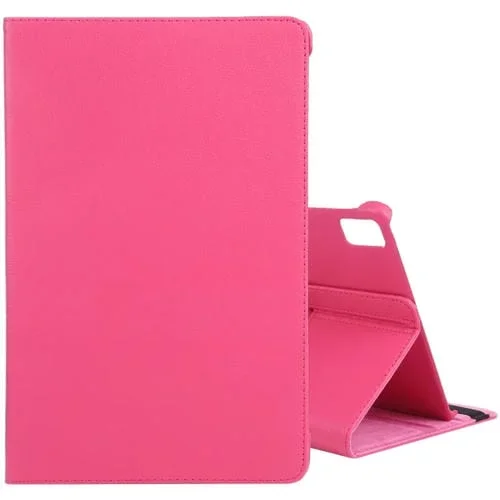 Funda para Tableta iPad Pro 13 2024 Cuero Textura Litchi Rotación 360 Soporte (Rojo Rosa)