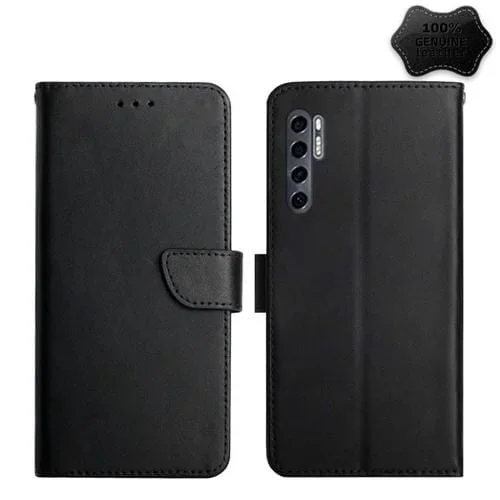 Funda para TCL 20 Pro 5G de Cuero Genuino a Prueba de Dactilares (Negro)