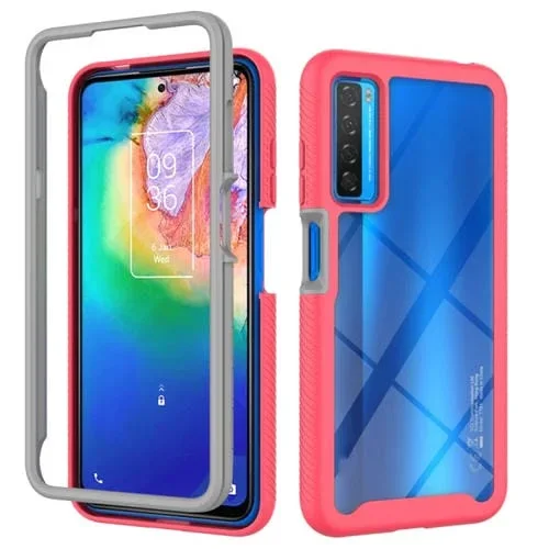 Funda para TCL 20S Starry Sky Solid Color Series PC a Prueba de Golpes + TPU (Rose Rojo)