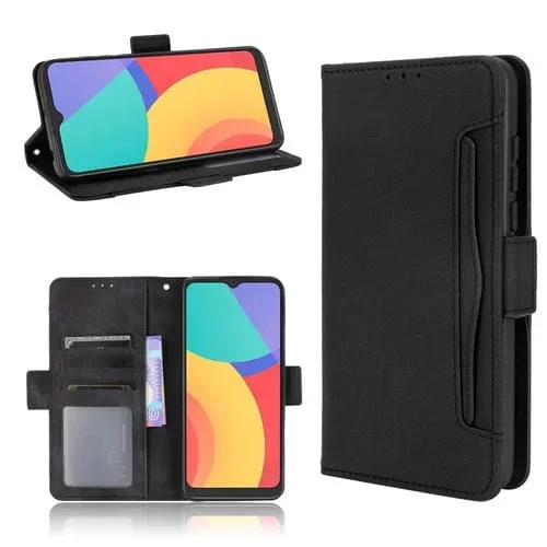 Funda para Tcl 20Y y Alcatel 1S 2021 de Cuero con Patrón de Piel (Negro)