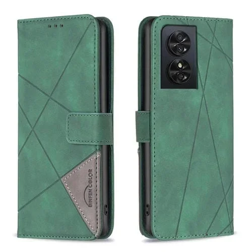 Funda para TCL 50 Se de Cuero con Textura de Rombo y Hebilla Magnética (Verde)