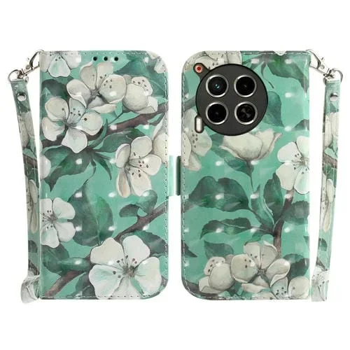 Funda para Tecno Camon 30 5G 30 4G Cl6 Cl7 Cuero con Tapa Horizontal (Flor de Acuarela)