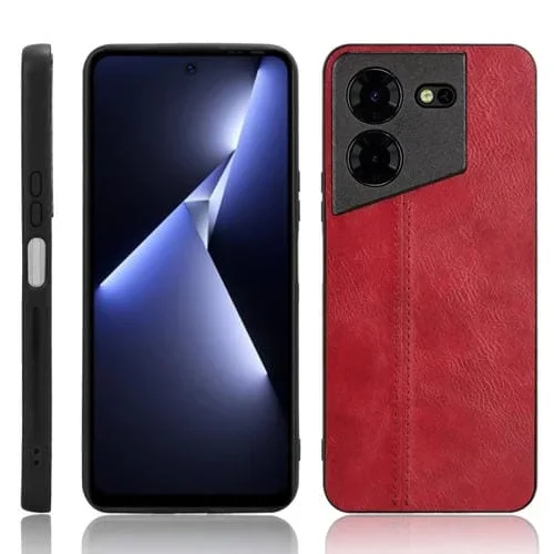 Funda para Tecno Pova 5 Pro con Contraportada de Costura y Patrón de Vaca (Rojo)
