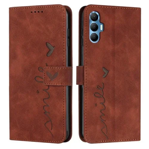 Funda para Tecno Spark 8P Feel Heart Pattern Phone Case (Marrón)