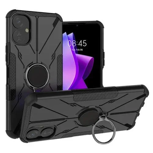 Funda para Tecno Spark 9T Armor Bear a Prueba de Golpes PC + TPU con Anillo (Negro)