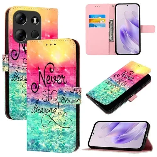 Funda para Tecno Spark Go 2023 / Pop 7 de Cuero con Tapa Horizontal y Pintura 3D (Persiguiendo Sueños)