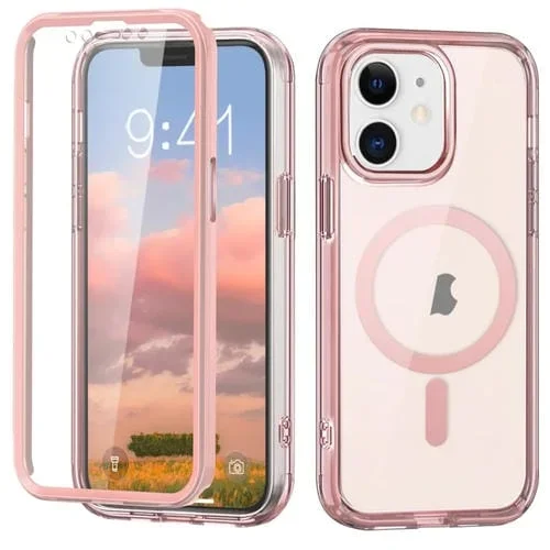 Funda para Teléfono 2 En 1 Carcasa Magnética PC TPU iPhone 12 (Rosa)