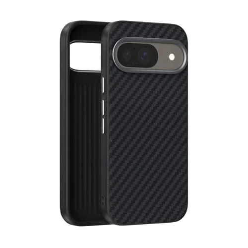 Funda para Teléfono Abeel C Microrelieve Magsafe 6D Fibra de Carbono para Google Pixel 9 (Negra)