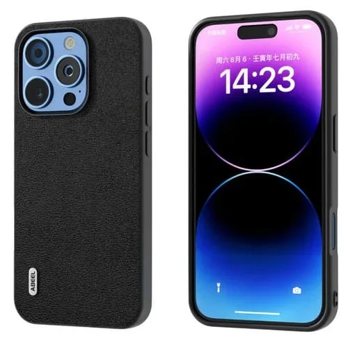 Funda para Teléfono Abeel Serie Luolai Cuero Genuino iPhone 16 Pro Max (Negra)
