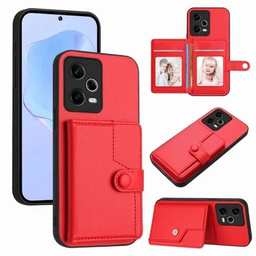 Funda para Teléfono Antirrobo con Botón y Tarjeta Rfid para Redmi Note 12 5G (Roja)