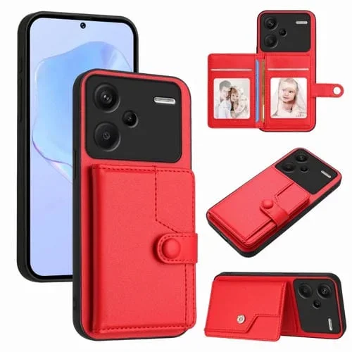 Funda para Teléfono Antirrobo con Botón y TaRJetero Rfid para Redmi Note 13 Pro+ (Roja)