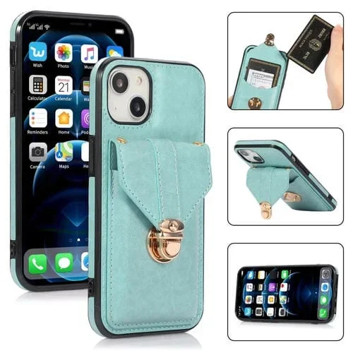 Funda para Teléfono Apple iPhone 14 con Cordón y Ranura para Tarjeta (Verde)