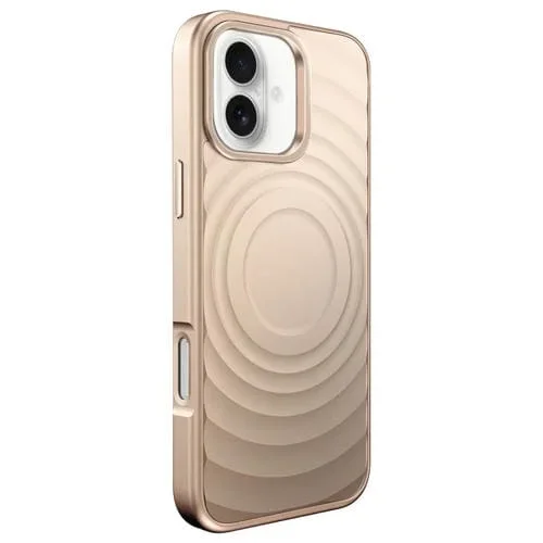 Funda para Teléfono Apple iPhone 16 Textura Ondulada Silicona Líquida Titanio Magsafe (Dorada)