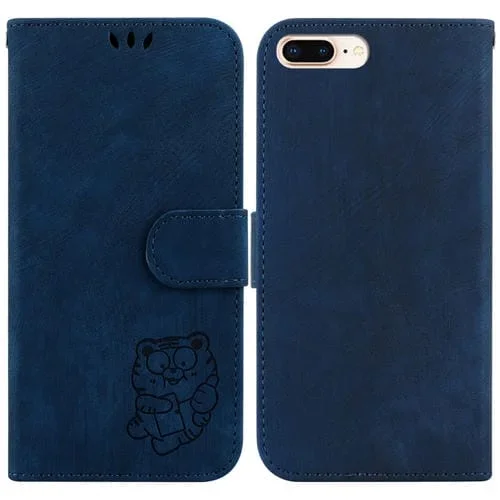 Funda para Teléfono Apple iPhone 7 Plus/8 Plus Cuero con Relieve Little Tiger (Azul Oscuro)