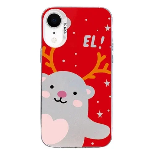 Funda para teléfono Apple iPhone Xr Christmas Series patrón cobertura total (Blanco)