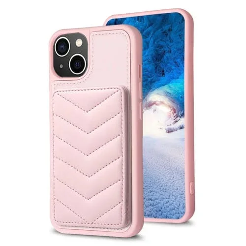 Funda para Teléfono Bf26 Wave Pattern Card Bag Holder para iPhone 14/13 (Rosa)
