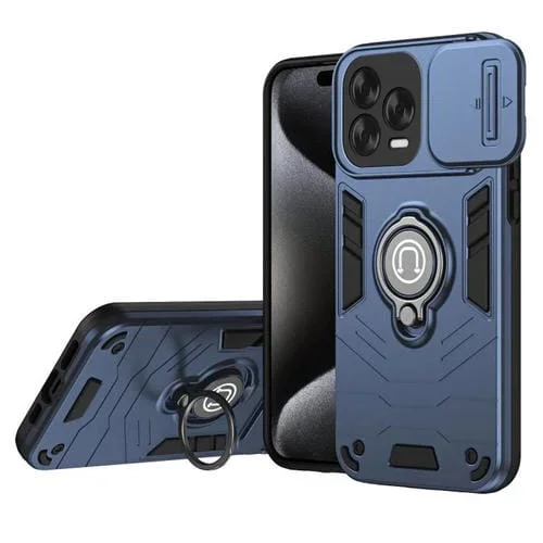 Funda para teléfono Camshield con soporte de anillo para ZTE Blade V70 Vita (Azul Real)