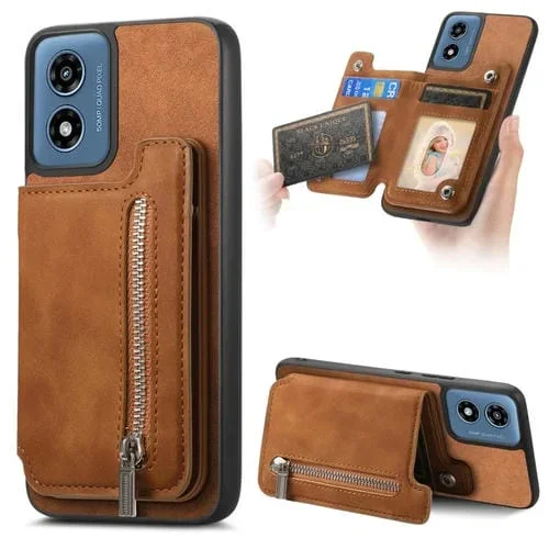 Funda para Teléfono con Cremallera Magsafe Retro Motorola Moto G Play (2024) (Marrón)