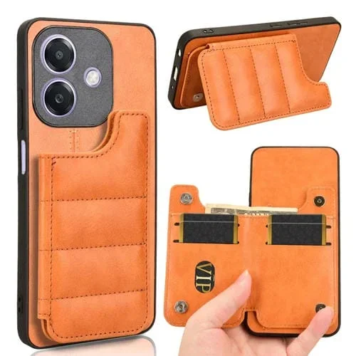 Funda para Teléfono con Patrón de Vaca de la India para Oppo A3X 5G (Naranja)