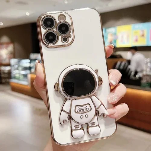 Funda para Teléfono con Soporte Astronauta Galvanoplastia iPhone 16 Pro (Blanca)