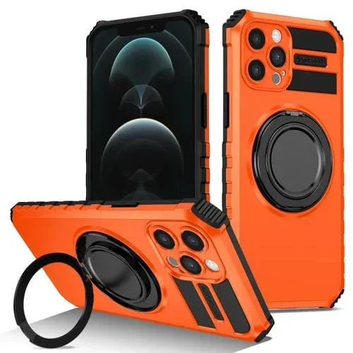 Funda para Teléfono con Soporte Magnético Giratorio iPhone 12 Pro Max (Naranja)