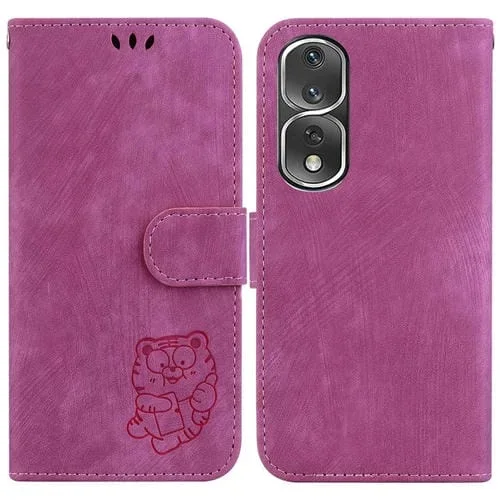 Funda para Teléfono Cuero con Relieve Little Tiger para Honor 80 Pro (Rojo Rosa)