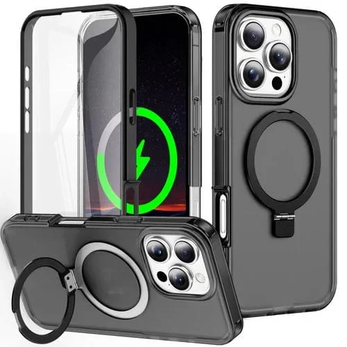 Funda para Teléfono Cuerpo Completo con Soporte Magsafe 360 para iPhone 16 Pro Max (Negro)