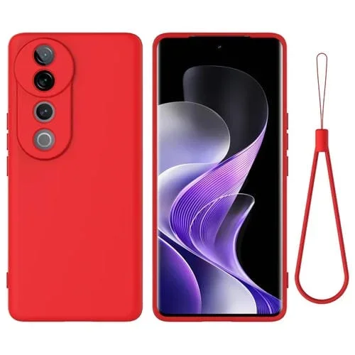 Funda para Teléfono de Cobertura Total a Prueba de Caídas de Silicona Líquida de Color Sólido para Vivo V40 Pro (Rojo)
