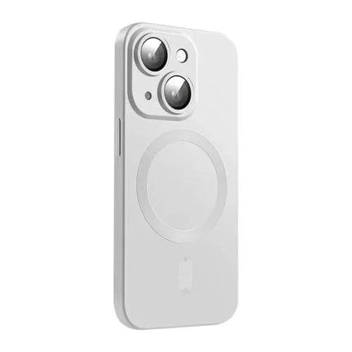 Funda para Teléfono Enkay iPhone 15 Magsafe Matte TPU con Película para Lentes (Plateado)