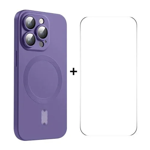 Funda para Teléfono Enkay iPhone 15 Pro Magsafe Matte TPU con Película para Lentes y Vidrio para Pantalla (Púrpura)