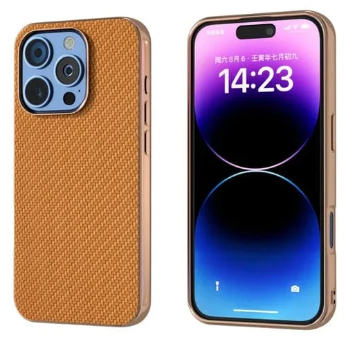 Funda para Teléfono Fibra de Carbono Nano Galvanoplastia iPhone 16 Pro (Marrón)