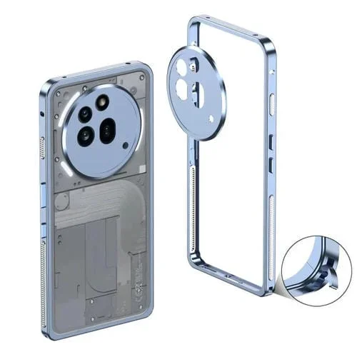 Funda para teléfono For Nothing Phone 3a Pro con marco de metal y disipador de calor, con anillo protector de cámara (azul)