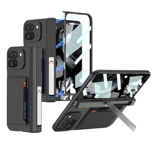 Funda para Teléfono Gkk Google Pixel 9 Pro Fold con Ranura para Tarjeta y Soporte (Negro)