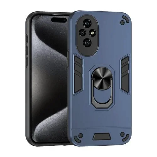 Funda para Teléfono Honor 200 con Soporte de Anillo de Metal a Prueba de Golpes (Azul)